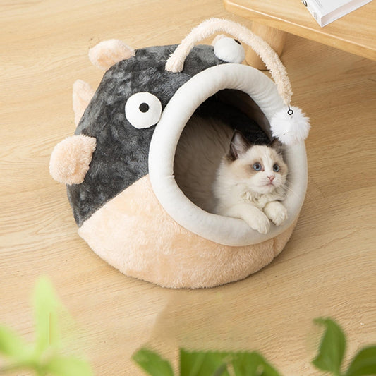 All-Season Semi-Enclosed Warm Winter Cat Nest: Cozy Breathable Indoor Pet House Bed