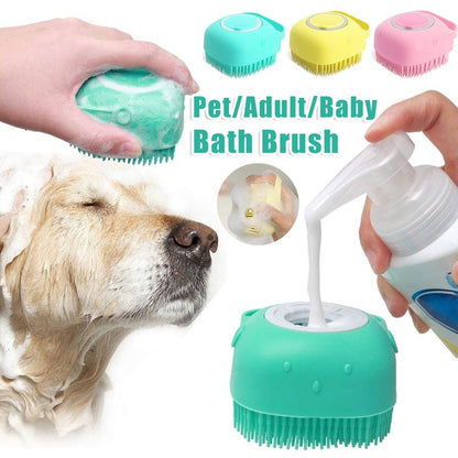 Refillable Silicone Dog Bath Brush: Shampoo Dispensing Massage Glove for Pet Grooming