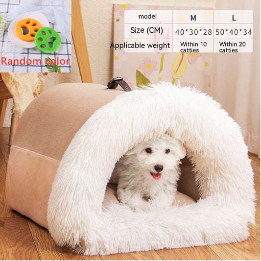 Portable Winter Pet Bed Cozy Long Fur for Cats Dogs