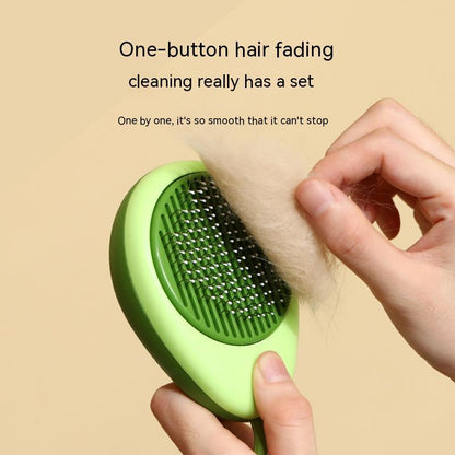 Avocado Shaped Pet Grooming Brush with Stainless Steel Needles