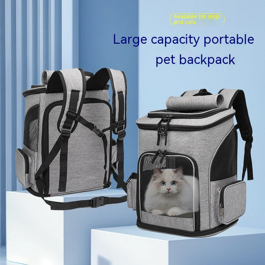 Large Capacity Foldable Pet Backpack: Portable Extendable Travel Dog Bag