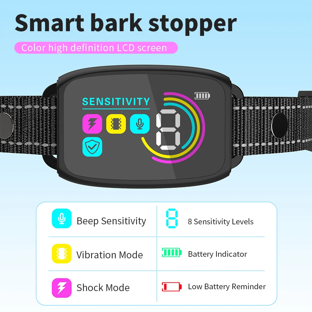 Smart and Rechargeable Anti Barking Collar for Dogs IP67 Waterproof