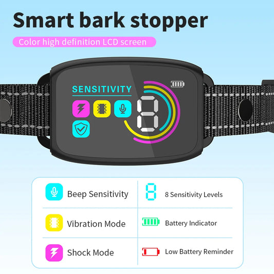 Smart and Rechargeable Anti Barking Collar for Dogs IP67 Waterproof